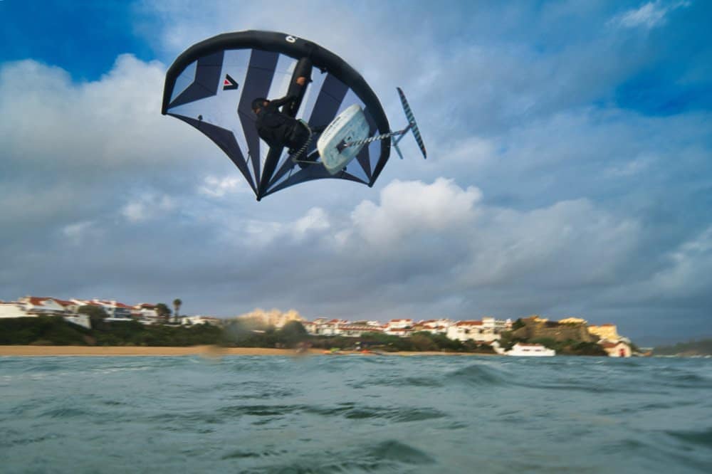 Wingfoiler Jumping Waves Coastal Town